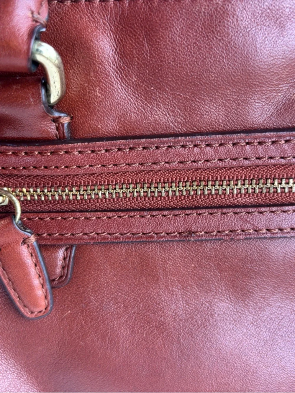 Coach chestnut Brown Leather Double Handle Satchel Bag Tassel Coach